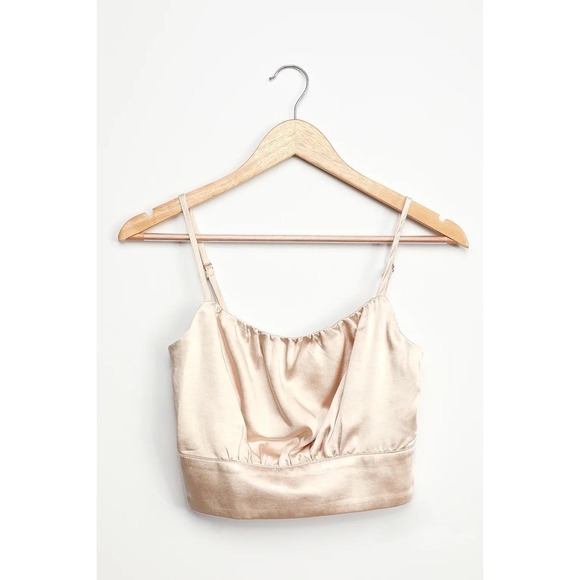 Lulus Luxe'd Out Champagne Satin Cropped Tank Top NWT SOLD OUT - Picture 5 of 7